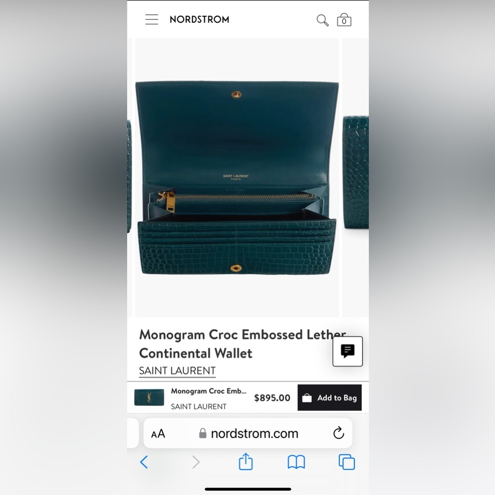 COPY - COPY - YSL Monogram Croc Embossed Lether Wallet - Picture 5 of 7